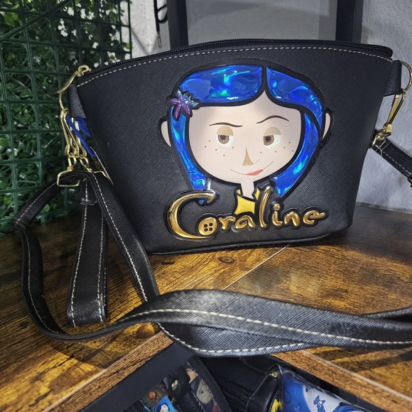 Coraline Themed Black Crossbody Bag - Picture 2 of 5